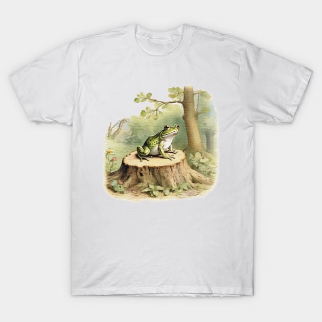 frog on a tree stump T-Shirt by JnS Merch Store